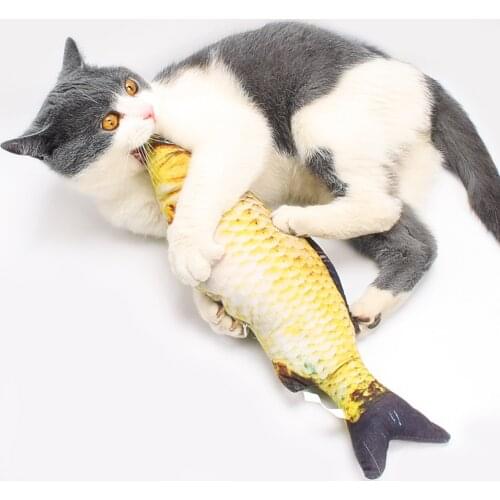 Simulated Fish Pet Cat Kitten Chewing Catnip Stuffed Toys Interactive Product 20cm 30cm 40cm 60cm Pet Soft Plush 3D Fish Toy