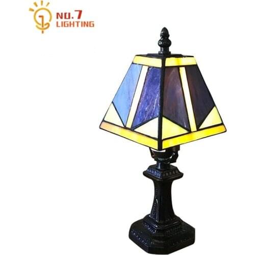 Tiffany Fashion Resin Base Glass Lampshape Led E27 Table Lamp Vintage Mediterranean Home Decor Lighting Restaurant Bedside Loft