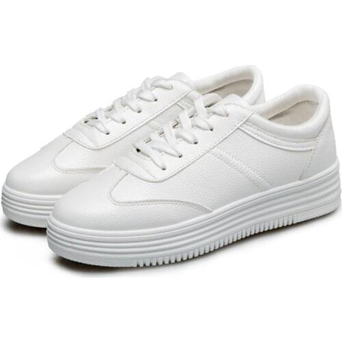 Fashion White Leather Women Chunky Sneakers Female Sports Shoes Lace Up Tenis Feminino Zapatos Mujer Platform Ladies Casual Shoe