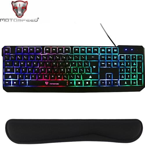 Motospeed K70 104 Keys LED Waterproof Backlit Gaming Keyboard Ergonomic Wired USB Powered for Gamer Desktop Laptop + Rest Pad