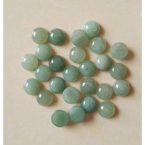 Wholesale fashion Natural Green Aventurine stone beads 8mm round cab cabochon loose beads for jewelry Accessories 50pcs/lot free