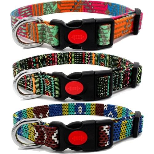Tribal Pattern Pet Dog Collar Adjustable Quick Release Nylon Dog Collar for French Bulldog Pitbull Chihuahua Puppy Pet Supplies