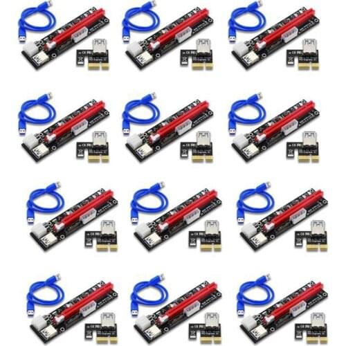 PCI-E Riser Led Express Cable 1X TO 16X Image Extension Ethereum Mining Powered Riser Adapter Card+60cm USB3.0 Cable