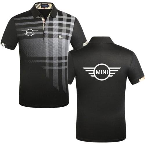 Summer Striped Gradient Mens polo shirt Mini car logo print Business Slim cotton Casual Mens Shirts top high quality Shirts