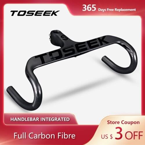 ZXB-ONE Road Bike Integrated Handlebar with Stem Internal Wiring and Accessory Mount, Flat Surface Matte/Gloss Finish