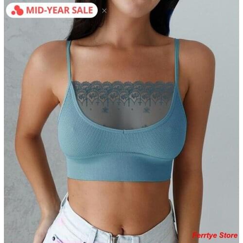 Sexy Push Up Underwear Crop Women Tops Sleeveless Fashion Solid Women Black Lace Bra Hollow Plus Size Lingerie Top Sale Shipping