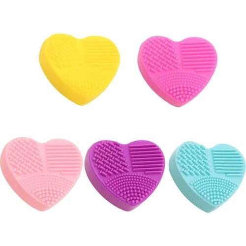 Silicone Makeup Brush Cleaner Scrubber Pad Heart-shaped Foundation Make up Washing Brush Mat Cosmetic Cleaning Tools