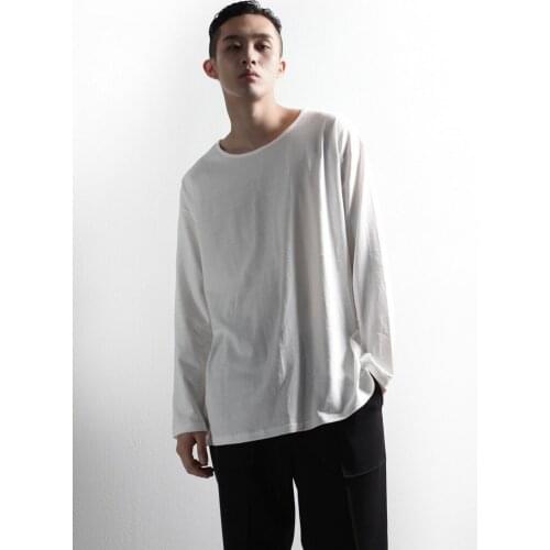 Early autumn thin jacket mens t-shirt mens solid round neck Pullover