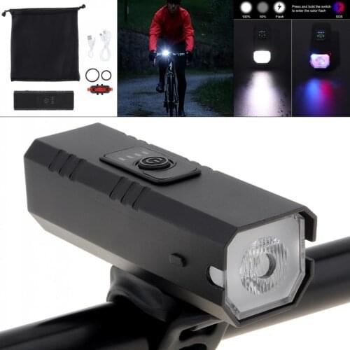 Waterproof 800LM XML-T6 LED Bicycle USB Rechargeable Mountain Bike Headlight and Taillight with 4 Modes and Power Display