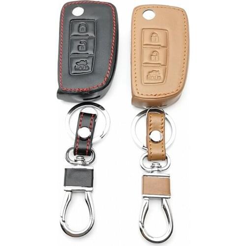 3 Buttons High Quality Leather Key Cover Fob Shell Case for Nissan Qashqai X 3-Button Car Turn-Key Foldding Remote Case