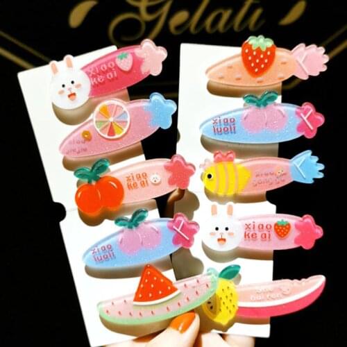 Cartoon Headdress Acrylic Hair Clips Rabbit Hairpins Fruit Letter BB Clips Hairgrips Barrettes Hair Accessories For Women Girls