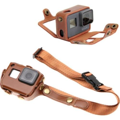 Protective PU Leather Case bag Cover With Shoulder Strap Neck Lanyard Sling For Gopro Hero 7 6 5 Camera Accessories