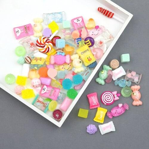 20/30/50Pcs Color Resin Candys Figurines DIY Craft Supplies Artesanato Materials Hair Decor Accessories Phone Shell Appliques