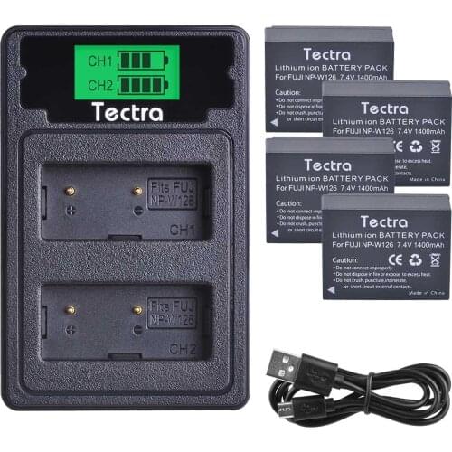 4Pcs 1400mAh NP-W126 NPW126 Battery+LCD Type C Dual Charger for Fujifilm Fuji X-Pro1 XPro1 X-T1 XT1, HS30EXR HS33EXR X PRO1