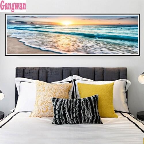 5D DIY full square diamond painting seacape sunrise view mosaic diamond rhinestone embroidery cross stitch full display home art