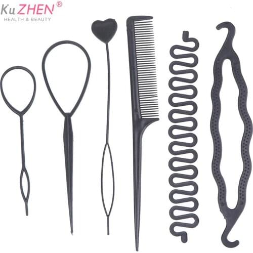 6pcs/set Hairstyle Braiding Tools Pull-through Hair Needle Hair Dispenser Disk Braid Styling Hairpins Hair Clips Hairstyle