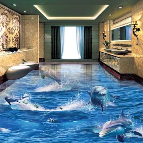 Beibehang Custom fashion waterproof papel de parede wallpaper 3D cliff waterfall sea wood ladder bathroom walkway floor behang