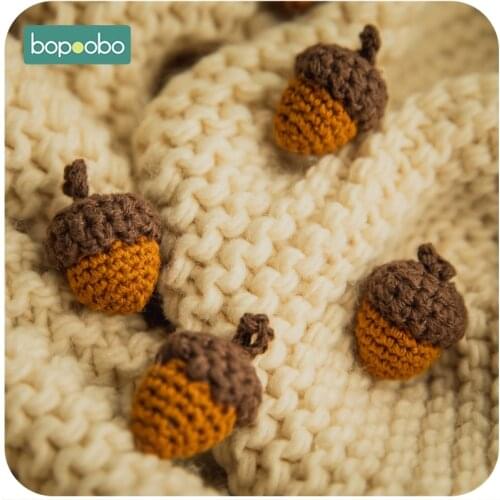 Bopoobo 100pc DIY Knitting Beads Wooden Teething Baby Teether Nuts Crochet Beads Leaves Chewable Beads Jewelry Crib Sensory Toy