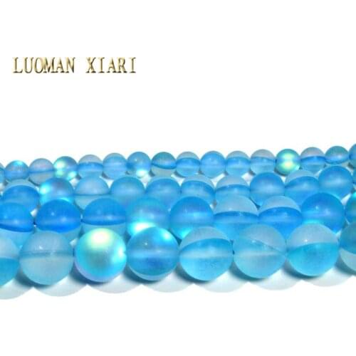 Factory price Blue Austria Crystal Glitter Synthesis Stone Beads For Jewelry Making DIY Bracelet Necklace 6/8/10/12 mm Strand