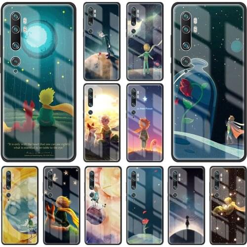 Art Little Prince Tempered Glass Case for Xiaomi Mi Poco X3 NFC F3 Note 10 10T Lite 9T CC9E Mi 11 Ultra 11i Phone Cover Coque