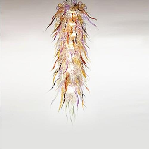 Hotel Decor Hand Blown Murano Glass HanginG LED Designed Art Long Chandeliers