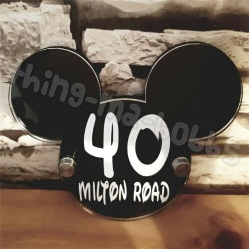 DIY House Number Cartoon mouse Door Number Plaques Nameplate Multiple fonts to choose from