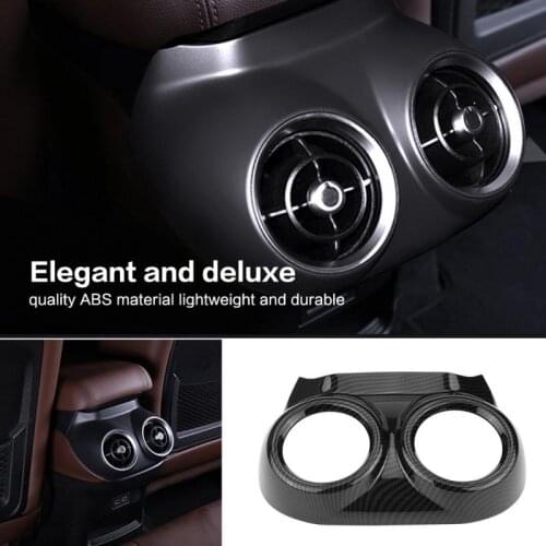 For Alfa Romeo Stelvio 2017 2018 Carbon Fiber Car Interior Rear Row Seat Air Conditioner Outlet Trim Cover Frame Car Accessories
