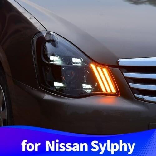 Headlight Assembly for Nissan Bluebird Sylphy G11 2006-2018 Almera G11 Full LED Light Source LED Sequential Turn Signal