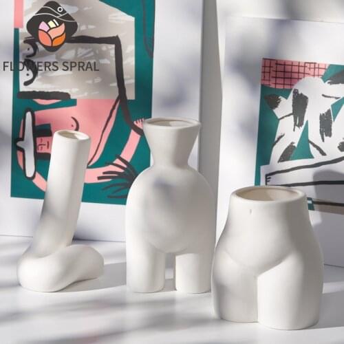 Half-Length Human Nordic Vase Ceramic Plain Art Decoration Living Room Dining Room Decoration Creative Birthday Gift