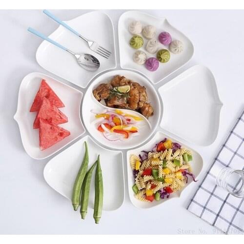 Creative ceramic platter, irregular snack plate, fruit and vegetable plate, kitchen utensils dinner plate set 5/7/9 pieces