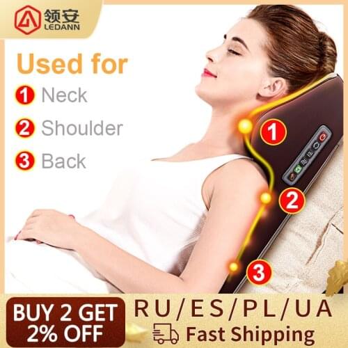 Ledann Wide Area Relief Pressure Health Product Kneading Cervical Massage Pillow Neck Shoulder Waist Full Body Car Home Use Gift