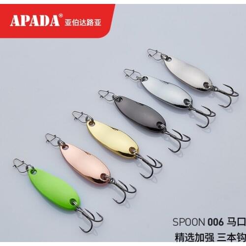 APADA Spoon 006 Tinplate 3.5g 32X12mm OWNER Treble Hook Multicolor Zinc alloy Metal Spoon feather Fishing Lures bass