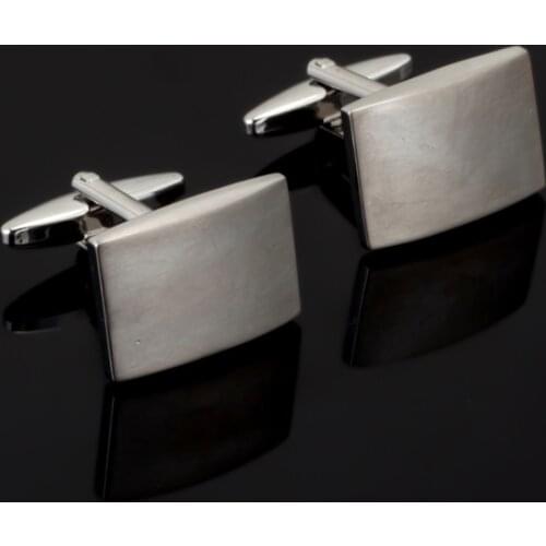 Fashion High Quality French Square Silvery metal Cufflink For Mens Shirt Brand suit Cuff Buttons Top sale Cuff Links Jewelry