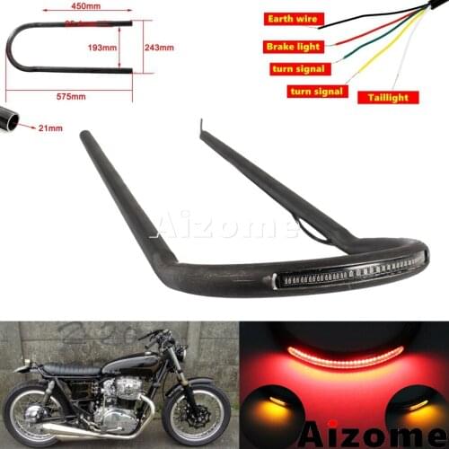 575mm Upswept Brat Tracker Rear Seat Hoop 1" Tube For Honda Yamaha Suzuki Kawasaki Cafe Racer LED Taillight Tail Frame Loop