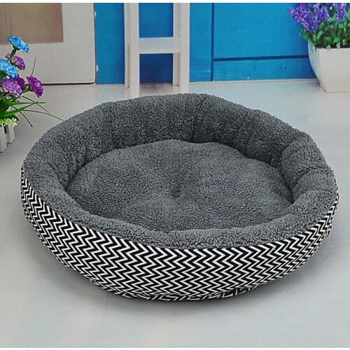 Soft Flannel Pet Dog Puppy Cat Kitten Pig Round Warm Bed Home House Cozy Nest Mat Pad with 3D PP Cotton Filling