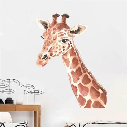 1PCS Funny Cartoon Spotted Giraffe Wall Stickers For Kids Bedroom Door Cartoon Animals Refrigerator Sticker 30*60CM