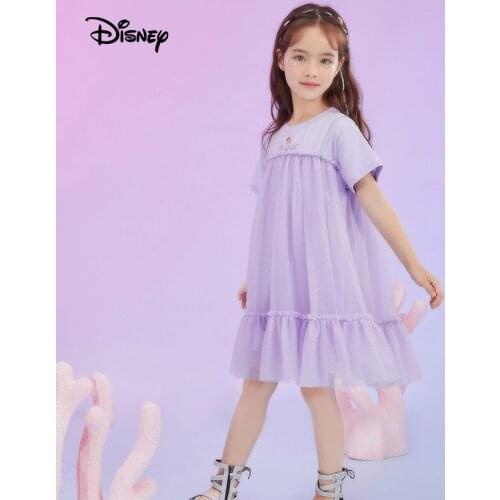 New Disney Children Dress Girl Gauze Sequins Short Sleeve Dress Summer Skin Friendly Ventilation Fashion Baby Princess Dress