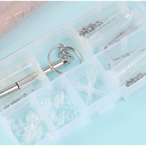 New Arrival Eyeglass Nose Pad Repair Screws Tool Box Optical Glasses Repair Kit Sunglasses Screw Nut Assortment Set