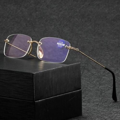 New Fashion Trimming Women Reading Glasses Square Metal Eyeglasses Men Computer Glasses +1.0.+1.5.+2.0.+2.5.+3.0.+3.5.+4.0