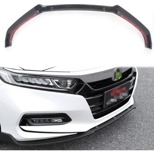 3PCS Carbon Fiber ABS Car Front Bumper Lip Around Grill Below Cover Trim Protector For 2018 Honda Accord X A Trois Volumes