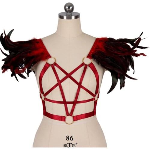 Feather Garter Belt Body Harness Bondage Harajuku Erotic Lingerie Bdsm Sexy Costumes Womens Underwear Cosplay Wear Stockings