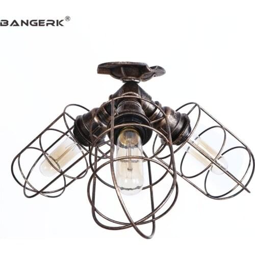E27 Edison Loft Iron Net Retro Ceiling Light Lamps Industrial Water Pipe Ceiling Lamp Decor Home Lighting Luminaria Teto