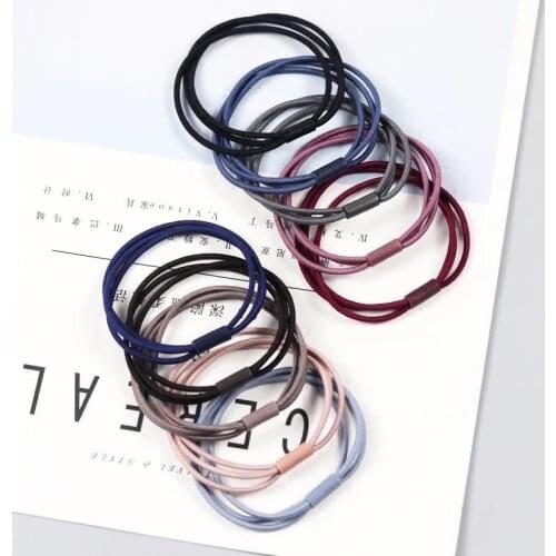 5Pcs/Lot Fashion Women Girls Rubber Bands Ponytail Holder three-layer Elastic Hairbands Simple Solid Hair Accessories Scrunchie