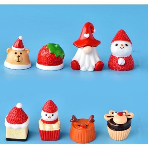 Cute Strawberry Cake Ornaments For Christmas Home Decoration Mini Craft Figurine Plant Pot Garden Ornament Miniature Fairy Decor