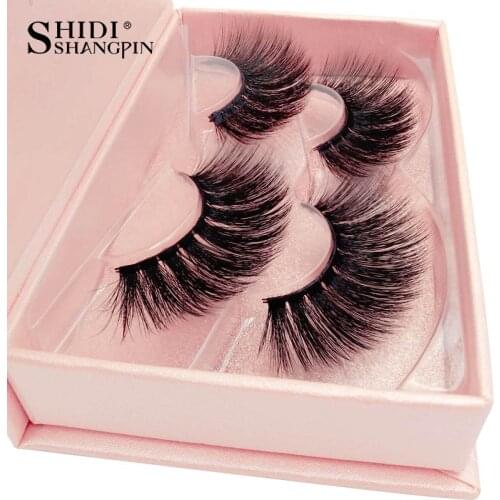 SHIDISHANGPIN 2 Pairs False Eyelashes Natural Long Cross 3D Mink Lashes Hand Made Eyelashes Mink Make Up Thick Mink Lashes #80
