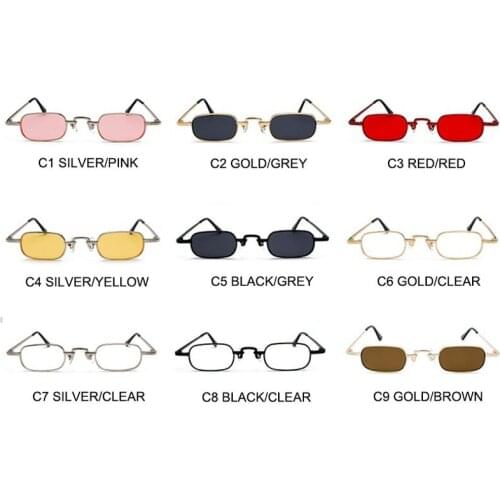 Small Vintage Retro Shade Rectangle Fishing Sunglasses UV400 Metal Square Frame Clear Lens Sun Glasses Eyewear Men Women Goggles