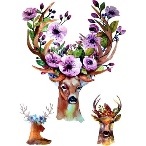 5pcs Beauty Flower Deer Waterproof Temporary Tattoos Men Animals Tatouage Temporaire Femme Henna Tattoo Tatoo Sleeve Sticker