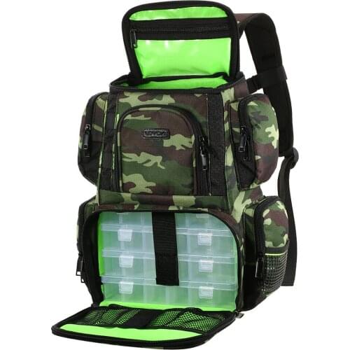 Lixada Fishing Backpack Waterproof Fishing Lures Reel Bag Adjustable Straps Fish Tackle Storage Bag +Fishing Tackle Boxes