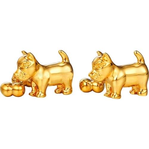 Mens Cuff link Cute Dog With Bone yellow Gold Color Cufflinks For Mens Gift Wholesale Men Charms Jewelry For Gift Party C2007