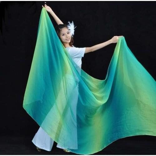 Women Belly Dance Costume Gradient Color Dancing Silk Shawl Veil 250*120cm 13 Colours